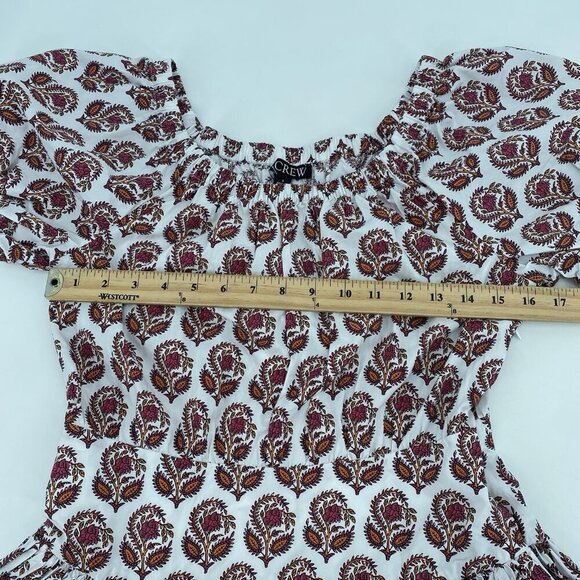 J. Crew Size 6 Drop Waist Cotton Poplin Mini Dress Bouquet Block Print BR444 - Picture 10 of 15